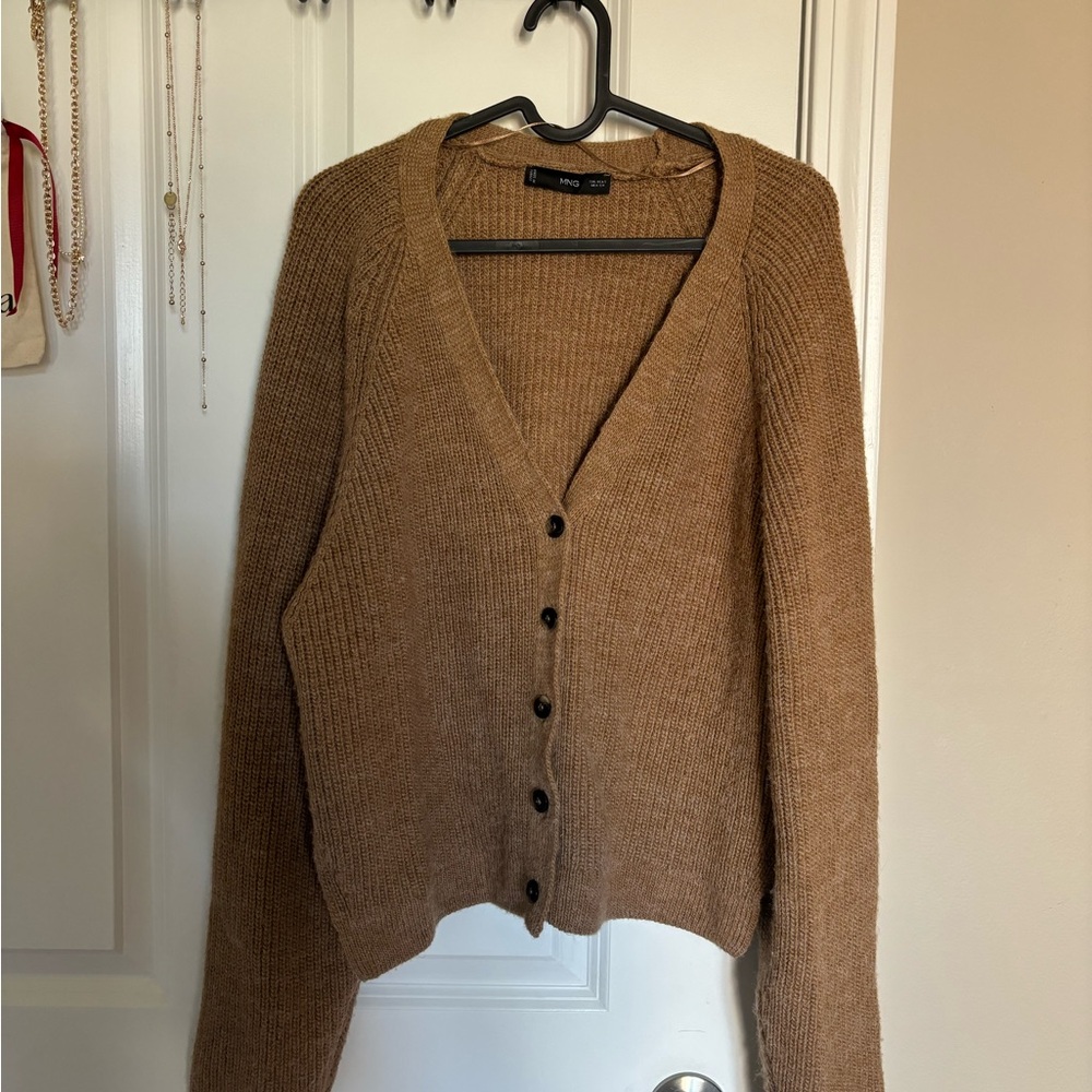Mango Brown Button-Up Women's Cardigan